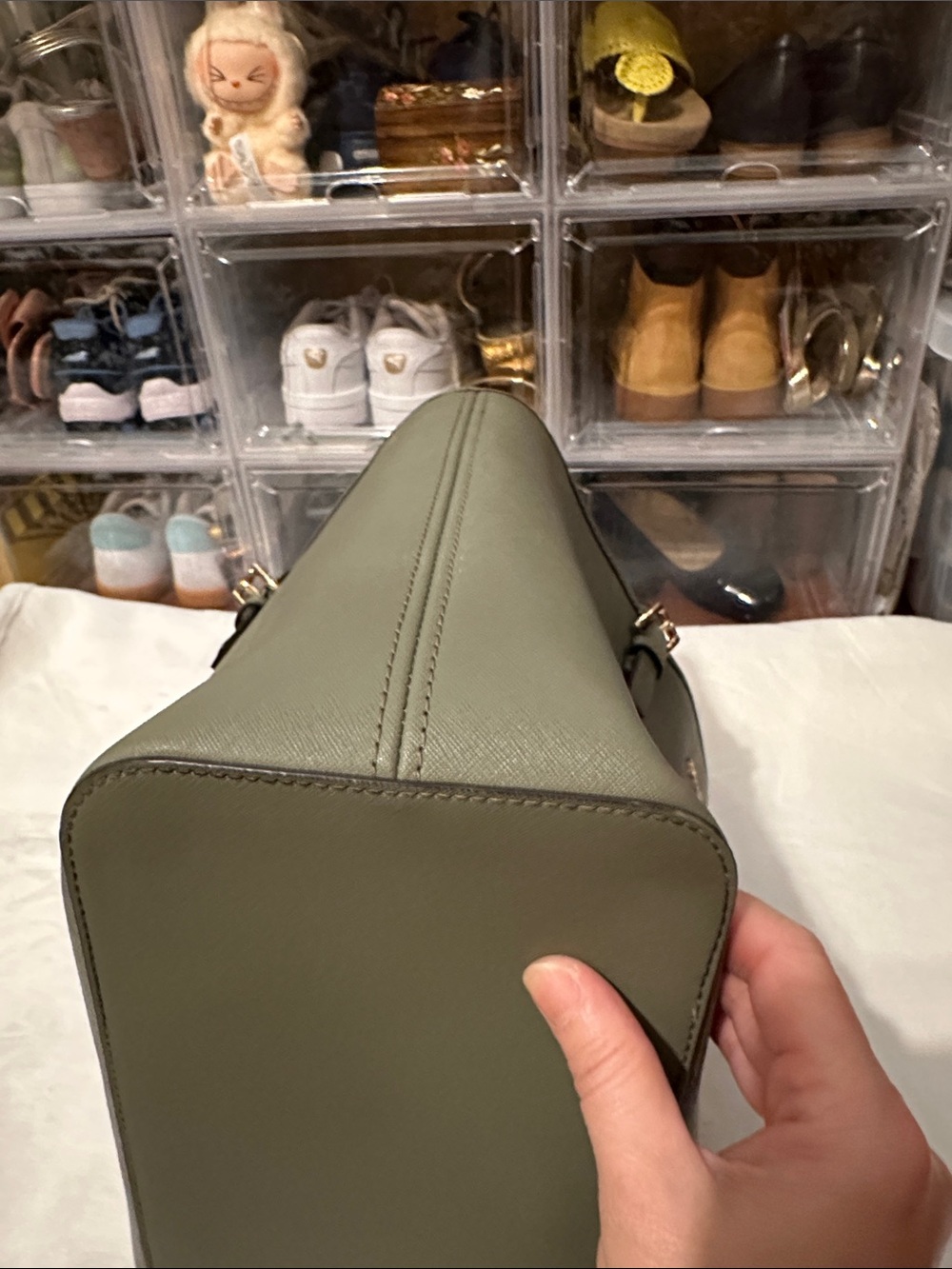Michael Kors Olive Saffiano Leather Tote with Gold Accents - Picture 13 of 16
